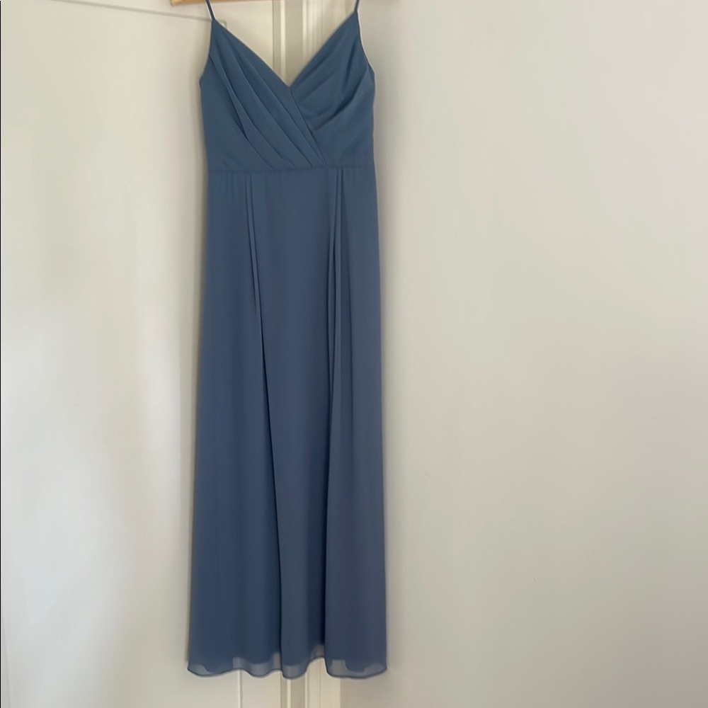 Bill Levkoff Elegant Blue Spaghetti Strap Dress